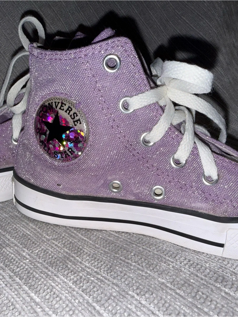 Converse Kids Lavender Glitter High-Top Sneakers